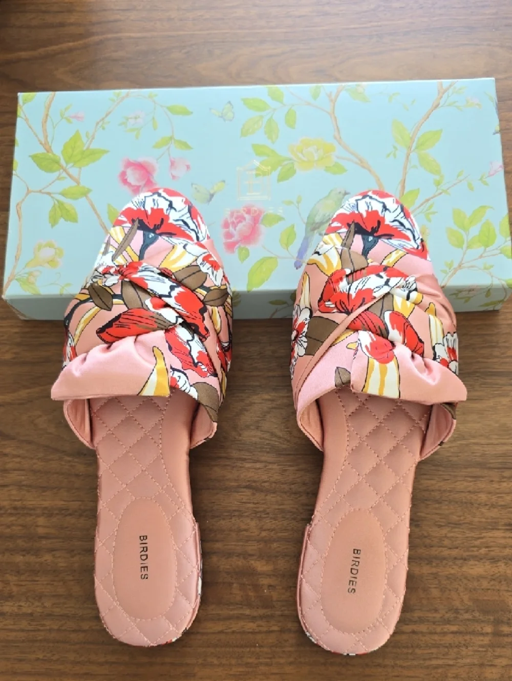 Birdies Pink Floral Knotted Slide Mules - Picture 7 of 8